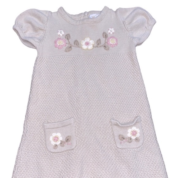 Vintage sweater knit dress floral embroidered kids size 12 months - Picture 1 of 6